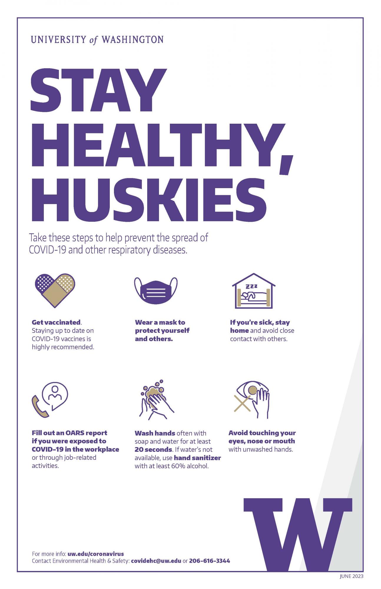 stay healthy huskies poster in color