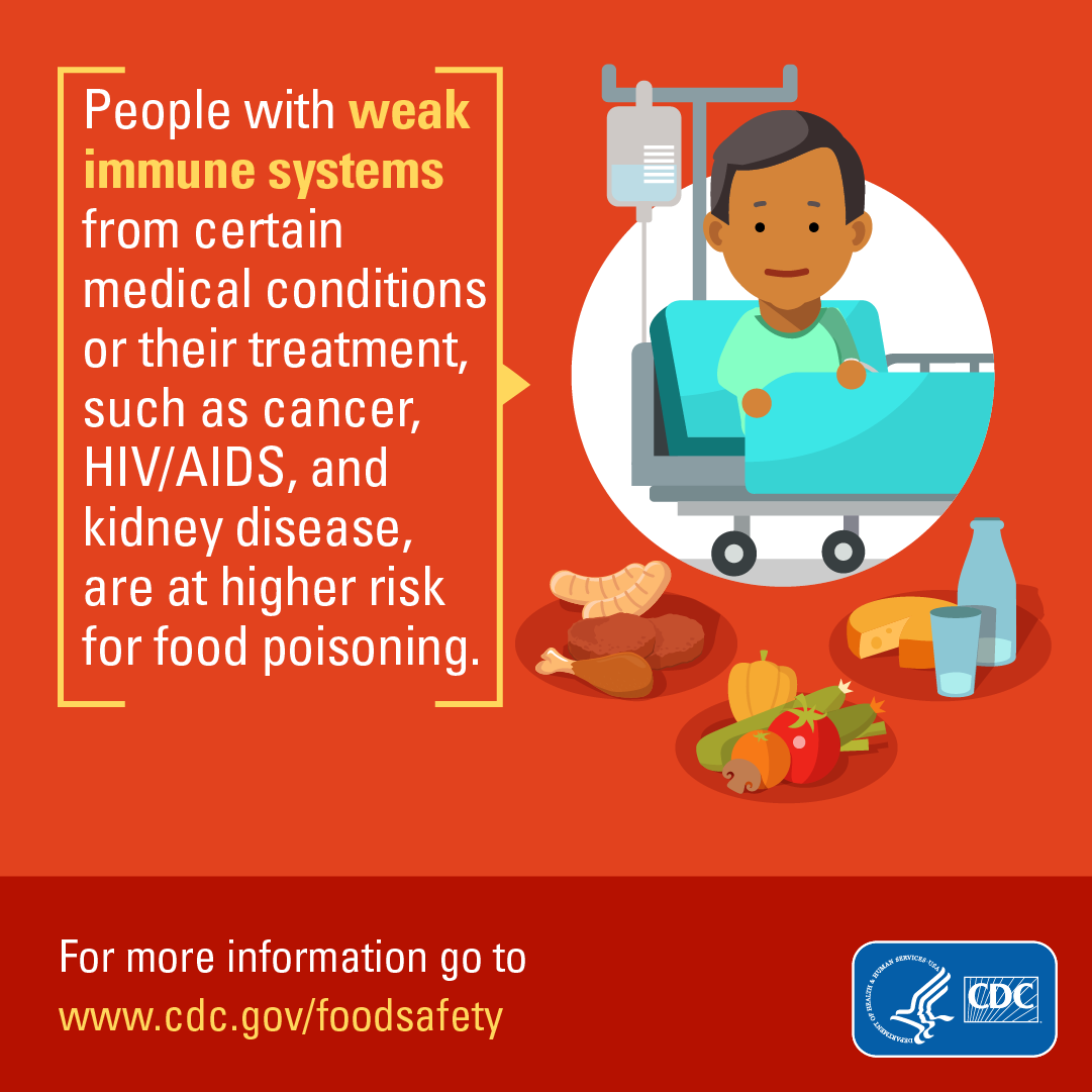 People with weak immune systems are at higher risk for food poisoning