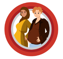 two pregnant people in a cirlce